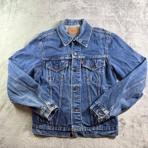 Vintage 80's Levi's Denim Type 3 Trucker Jacket Dark 71506 0216 Size 40L USA